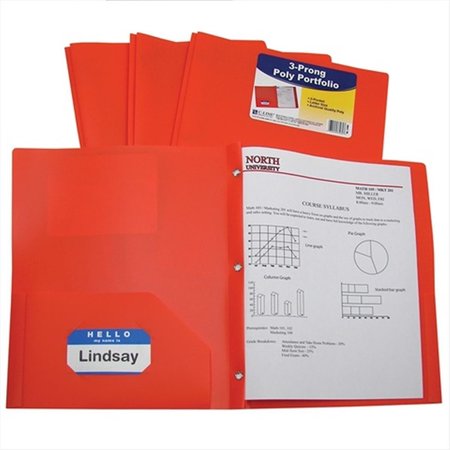C-LINE PRODUCTS C-Line Products 33962BNDL12EA Two-Pocket Heavyweight Poly Portfolio Folder with Prongs  Orange - Set of 12 Folders 33962BNDL12EA
